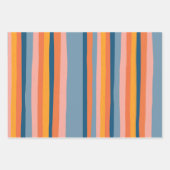 キャンディストライプーカラフルオレンジピンクブルー ラッピングペーパーシート (正面2)