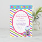 キャンディストライプーズスイーツ16誕生日 招待状 (スタンド正面)