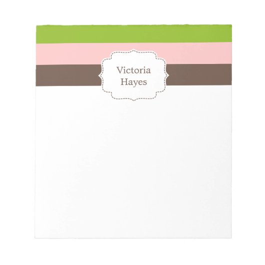 キャンディストライプーパーソナライズされたメモ ノートパッド (正面)