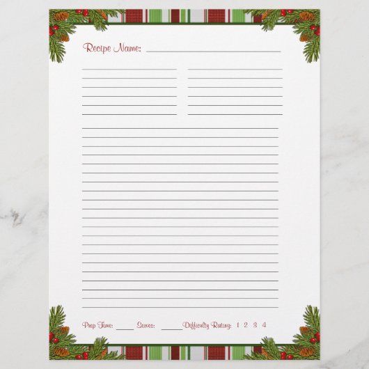 キャンディストライプーレシピバインダーインサート (正面)