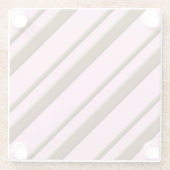 キャンディストライプー、ピンクとチョコレートブラウン ガラスコースター (裏面)