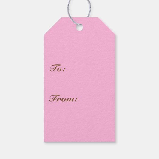 キャンディストライプー、ピンクとチョコレートブラウン ギフトタグ (裏面)