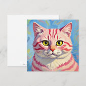 「キャンディス」チェリー ストライプの神秘的な猫の肖像画 招待状 (正面/裏面)