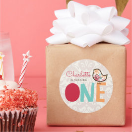 キャンディダマスクChick女の子1stバースデーパーティーのお願い ラウンドシール