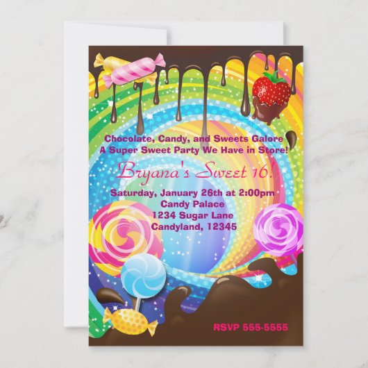 キャンディチョコレートティーンエイジドリームランドスウィート招待状 招待状 (正面)
