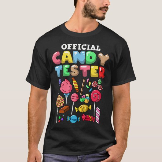 キャンディテスター棒つきキャンデースイーツハロウィーン Tシャツ (正面)