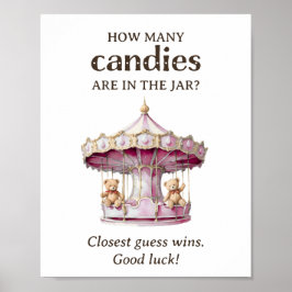 キャンディテディベアツインガールベビーシャワーの数 ポスター