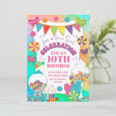 キャンディテーマガールズレインボーカラフル誕生日 招待状 (スタンド正面)