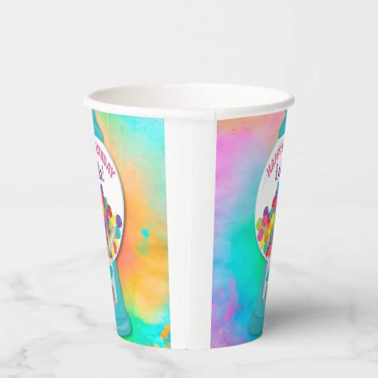 キャンディテーマガールズレインボーカラフル誕生日 紙コップ (右)