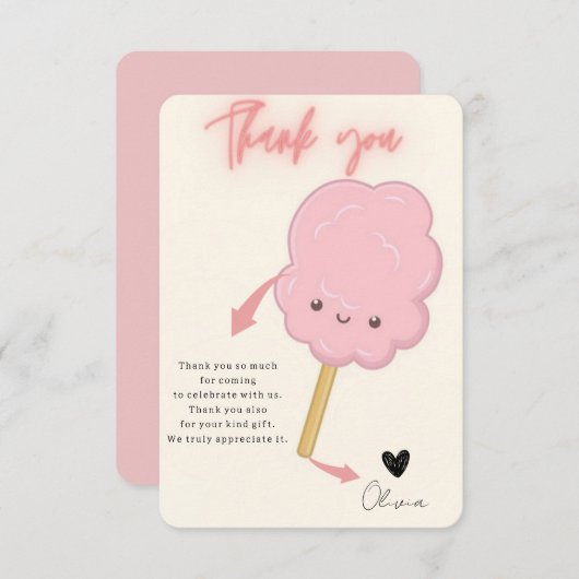 キャンディテーマガールバースデー サンキューカード (正面/裏面)