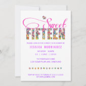 キャンディテーマスウィート15誕生日招待状 招待状 (正面)