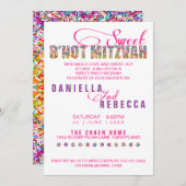 キャンディテーマスウィートB'NOT（ユダヤ教の）バル・ミツバージョイントパーティー 招待状 (正面/裏面)