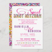 キャンディテーマスウィートBNOT(ユダヤ教の)バル・ミツバージョイントパーティー 招待状 (正面/裏面)