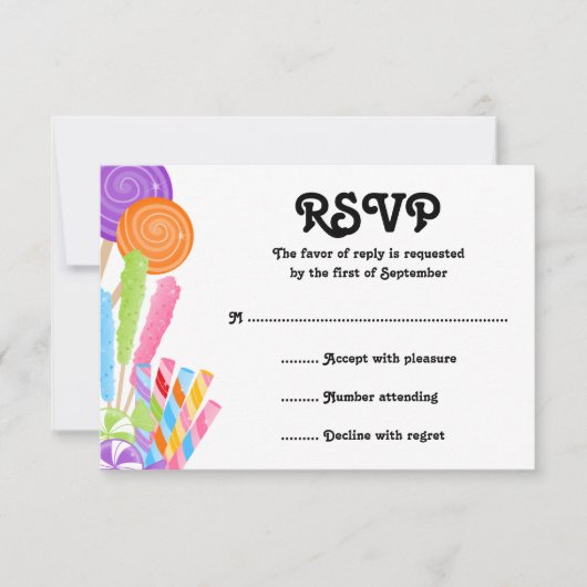 キャンディテーマバルミツワー応答カード 出欠カード (正面)