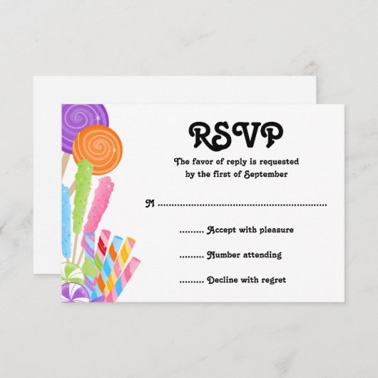 キャンディテーマバルミツワー応答カード 出欠カード (正面/裏面)