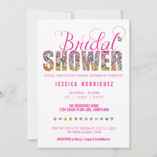キャンディテーマブライダルシャワーパーティー 招待状 (正面)
