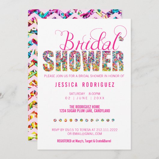 キャンディテーマブライダルシャワーパーティー 招待状 (正面/裏面)