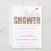 キャンディテーマベビーシャワーパーティー女の子 招待状 (正面)