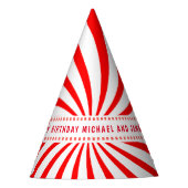 キャンディテーマレッドホワイト誕生祝い パーティーハット (正面)