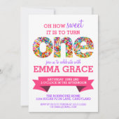 キャンディテーマ1日目の誕生日パーティースプリンクルズ招待状 招待状 (正面)