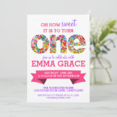 キャンディテーマ1日目の誕生日パーティースプリンクルズ招待状 招待状 (スタンド正面)