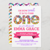 キャンディテーマ1日目の誕生日パーティースプリンクルズ招待状 招待状 (正面/裏面)