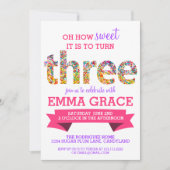 キャンディテーマ3rd誕生日パーティー振り掛け招待状 招待状 (正面)