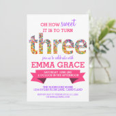 キャンディテーマ3rd誕生日パーティー振り掛け招待状 招待状 (スタンド正面)