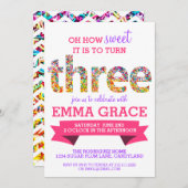 キャンディテーマ3rd誕生日パーティー振り掛け招待状 招待状 (正面/裏面)