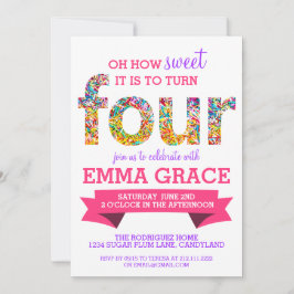 キャンディテーマ4th誕生日パーティー振り分け招待状 招待状