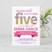 キャンディテーマ5歳の誕生日パーティーがスプリンクルズ招待状 招待状 (スタンド正面)