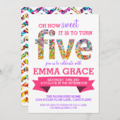 キャンディテーマ5歳の誕生日パーティーがスプリンクルズ招待状 招待状 (正面/裏面)