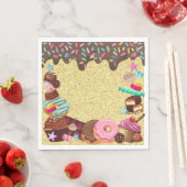 キャンディテーマ、チョコレート、ピンクブルーパープル スタンダードランチョンナプキン (インサイチュ)