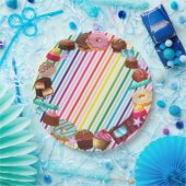 キャンディテーマ,チョコレート,食べ物,ドーナツ,虹の部分 ペーパープレート (パーティー)