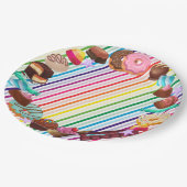 キャンディテーマ,チョコレート,食べ物,ドーナツ,虹の部分 ペーパープレート (アングル)