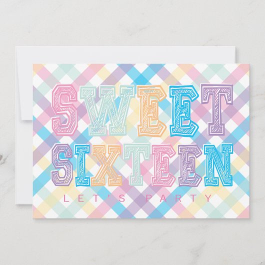 キャンディテーマSweet sixteenピンクパープルー 招待状 (正面)