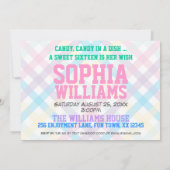 キャンディテーマSweet sixteenピンクパープルー 招待状 (裏面)