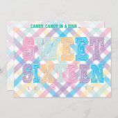 キャンディテーマSweet sixteenピンクパープルー 招待状 (正面/裏面)