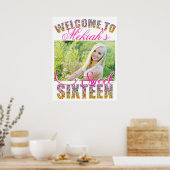 キャンディテーマSweet sixteen誕生日ウェルカムサイン ポスター (キッチン)