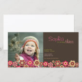 キャンディデイジーパターン誕生日招待状フォトカード (正面/裏面)