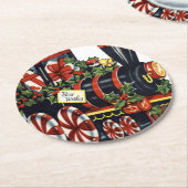 キャンディトレインクリスマス ラウンドペーパーコースター (アングル)