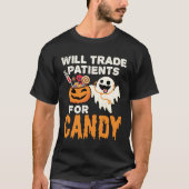 キャンディハロウィーンナースの患者を交換 Tシャツ (正面)