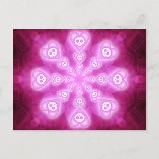 キャンディハートとピンクスカル葉書 ポストカード (正面)