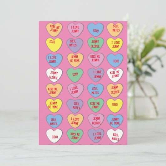 キャンディハートカスタムメッセージバレンタインフラットカード シーズンカード (スタンド正面)