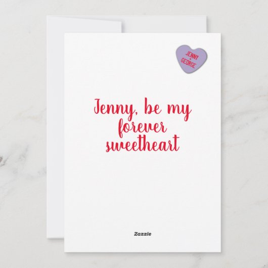 キャンディハートカスタムメッセージバレンタインフラットカード シーズンカード (裏面)