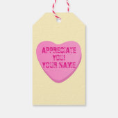キャンディハートカスタム文字 – ピンクハートオンイエロー ギフトタグ (裏面)