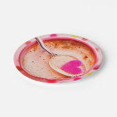 キャンディハートコーヒーピンクカップとソーサー ペーパープレート (アングル)