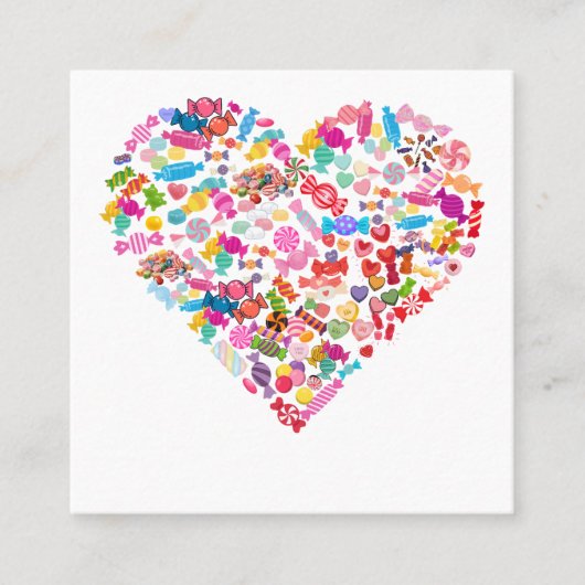 キャンディハートシェイプデザインバレンティンズデイギフト スクエア名刺 (正面)