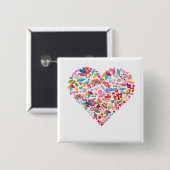 キャンディハートシェイプデザインバレンティンズデイギフト 缶バッジ (正面&裏面)