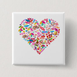 キャンディハートシェイプデザインバレンティンズデイギフト 缶バッジ